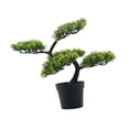 thumbnail image 2 of Bonsái artificial decorativo, planta de interior en maceta de imitación, realista, estable, de plástico. Verde oscuro, 2 of 7