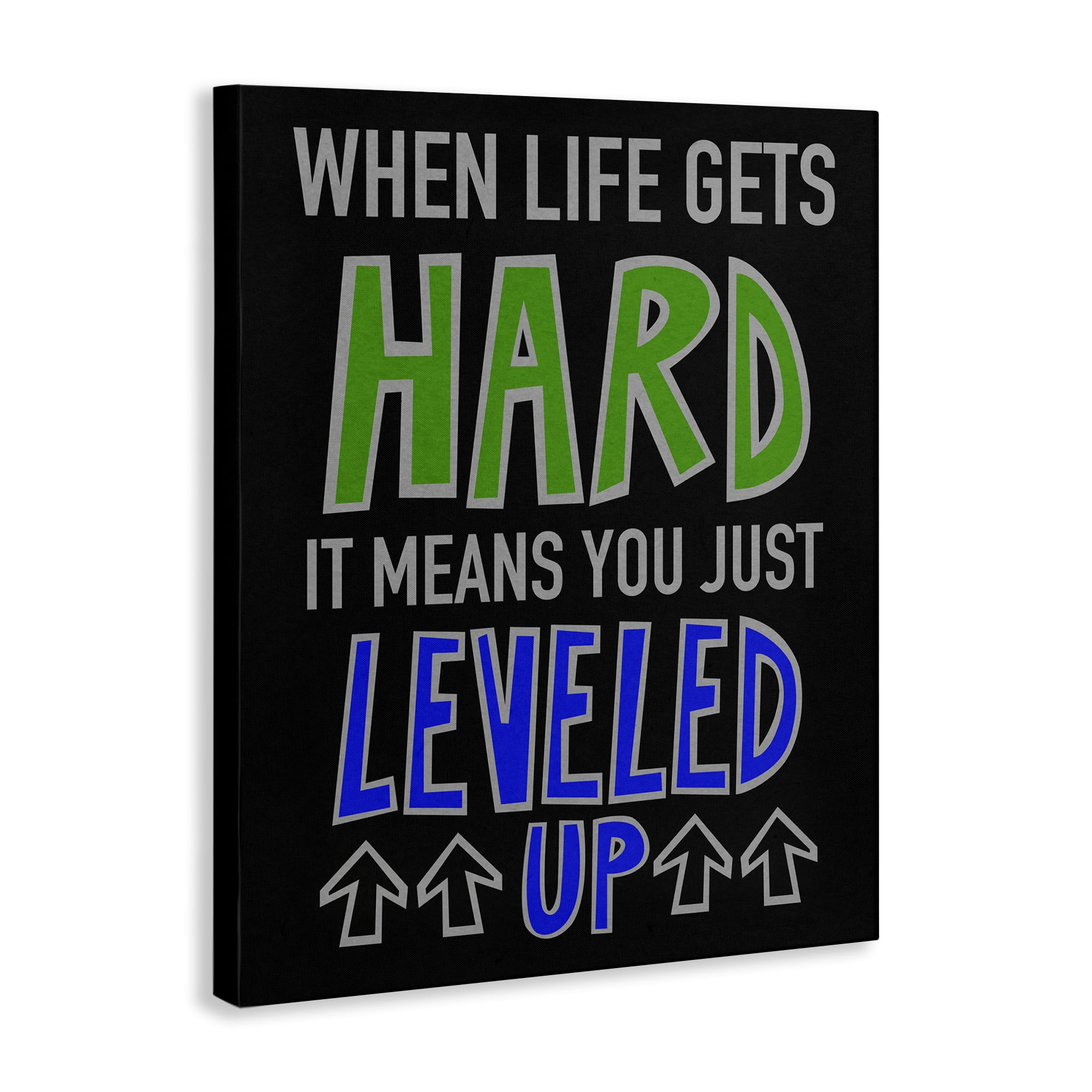 Stupell Industries Leveled Up in Life Typography Painting Gallery Wrapped Canvas Art Print Wall Art, 24 x 30