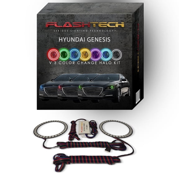 Flashtech RGB Multi Color Changing LED Halo kit for 2015-2016 Hyundai Genesis Headlights