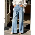 thumbnail image 3 of High Waist Women Wide Leg Long Jeans Casual Denim Pants with Pocket, 3 of 6
