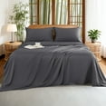 thumbnail image 6 of Sonoro Kate 100% Organic Luxurious Bamboo Sheets, Queen Sheet Set 4-Piece with 16" Deep Pocket, Silky Smooth Luxury Bed Sheets, Dark Gray, 6 of 8