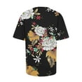 thumbnail image 4 of LMKIHUSA Chemises pour Femmes Élégantes Décontractées Été 2025 Manches Courtes Col Rond Hauts Amples Tunique Imprimé Floral Noir,m, 4 of 6