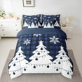thumbnail image 2 of Homewish Abstract Xmas Tree 7pcs Bedding Comforter Set,Chic Snowflake Queen Bedding Sets,Blue Plaid Grid Queen Sheet Sets For Kids,Ultra Soft Home Decor Reversible, 2 of 8