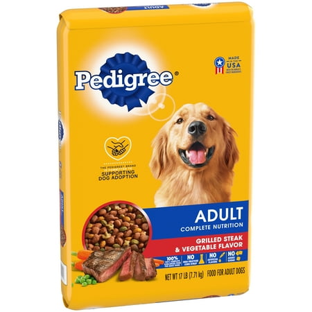 PEDIGREE Complete Nutrition Adult Dry Dog Food Grilled Steak & Vegetable Flavor, 17 lb. Bag