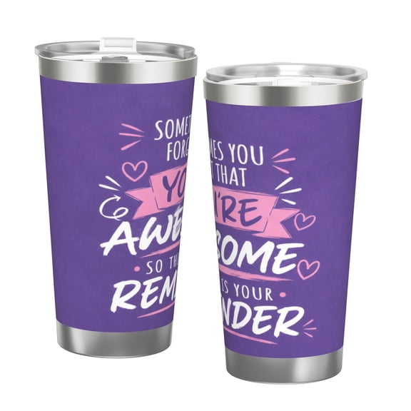 20oz You Are Awesome Inspirational Tumbler with Handle Stainless Steel Insulated Travel Coffee Cup Gift with Double Silver Rim