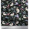 thumbnail image 2 of Soimoi Black Poly Georgette Fabric Unicorn & Floral Printed Fabric 1 Yard 52 Inch Wide, 2 of 3