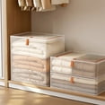 thumbnail image 1 of pstuiky Large Capacity 47X46X30Cm Fabric Storage Box Transparent Foldable Organizer for Clothes & Quilts Wardrobe Basket Sorting Box, 1 of 7
