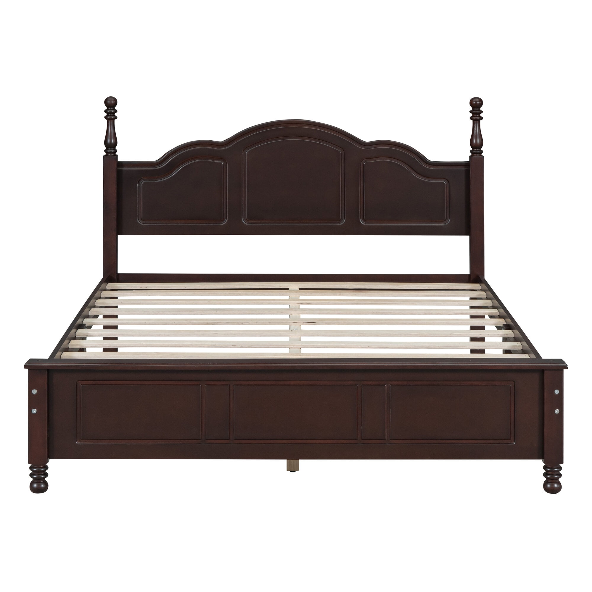 Queen Bed Frame, Queen Size Bed Frame,Queen Size Wood Platform Bed Frame,Retro Style Platform Bed with Wooden Slat Support,Dark Walnut