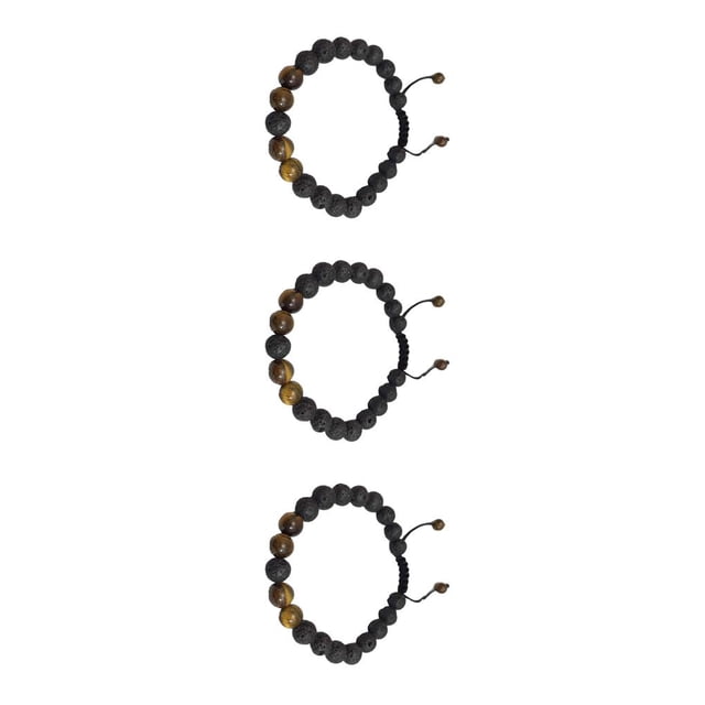 Guardurnaity Parejas Pulseras Ajustable Negro Mate Rocas Difusor Energía Delicada Mujer Joyería Regalos para Hombres ojo de tigre 3Conjunto