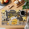 thumbnail image 2 of Yellow Gnomes Placemats Set of 4 Bee Daisy Honey Vintage Place Mats Indoor Wipeable Table Mats Washable Cloth Dining Table Placemats for Kitchen Holiday Party Home Decor 13x19 Inch, 2 of 9