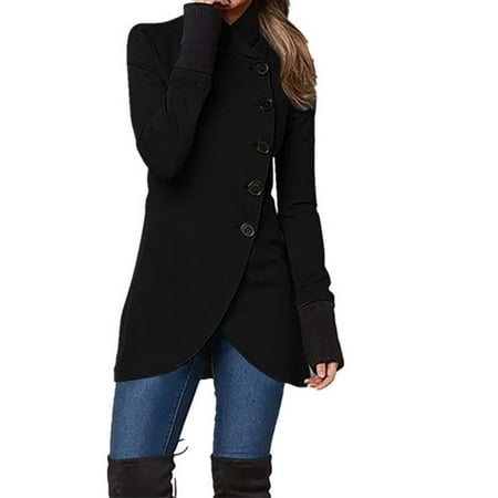 

Women Solid Color Single Breast Coat Comfortable and Charming Top Suitable for Friends Gathering Wear S Black