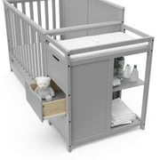 Graco Hadley 5-in-1 Convertible Baby Crib and Changer with Drawer, Pebble Gray
