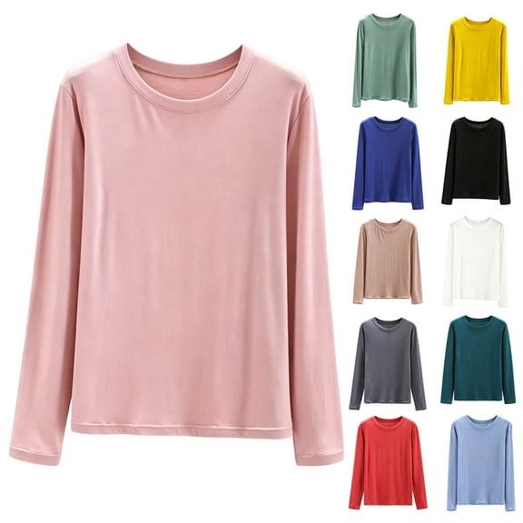 Bovxnpu Women's Pajama Tops Long Sleeve Crewneck Loose Lounge Top Casual Sleepwear