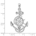 thumbnail image 3 of Finest Gold Sterling Silver Polished Anchor with Ships Wheel Pendant, 3 of 3