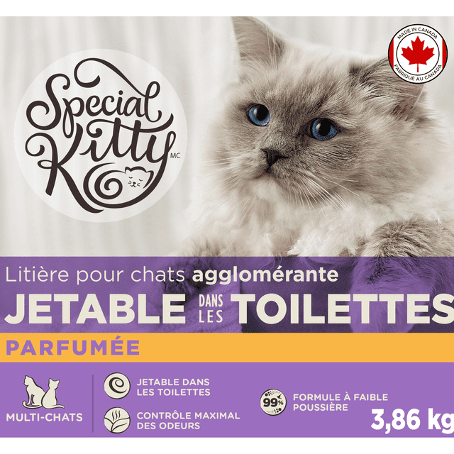 Litière pour chat agglomérante parfumée jetable dans les toilettes Special Kitty