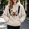 thumbnail image 2 of Eryao Pet Hoodie Carrier Pouch Women Winter Fuzzy Fleece Animal Carrying Hoodies with Adjustable Strap Kangaroo Pocket Warm Plus Size Pullover Sweatshirts for Small Dog Cat Holder Khaki,XXXL, 2 of 9