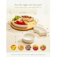 thumbnail image 3 of Chip and Dip Serving Set with Bamboo Tray, 11.2" Round Divided Serving Platter, 5-Compartment Ceramic Appetizer Snack Tray with Removable Bowls for Party, Fruit, Condiments, 3 of 7