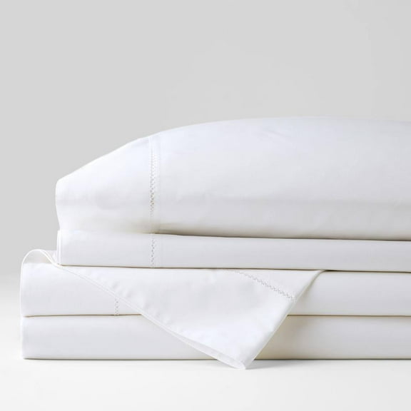 Legends Hotel Organic 3-Piece White Solid 300-Thread Count Cotton Sateen Twin Sheet Set