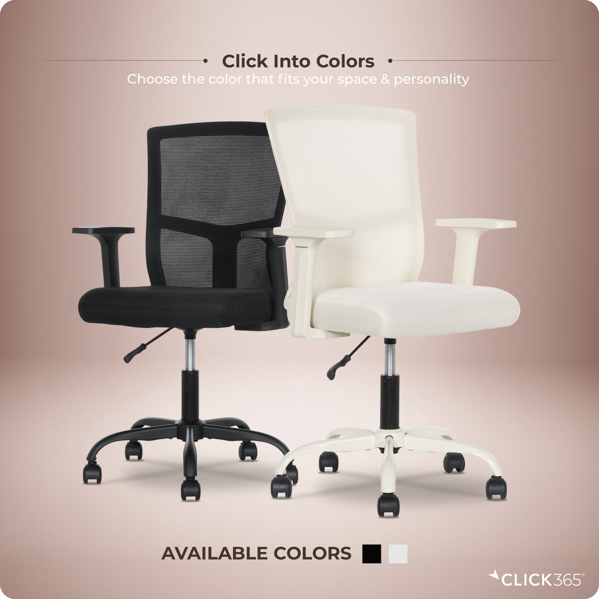 Click365 AeroCore M120 Adult Mesh Mid Back Indoor Residential Ergonomic Office Chairs, Off-White