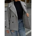 thumbnail image 5 of Dwralegc Womens Pea Coat Winter Casual Double Breasted Cropped Coats Trench Stand Collar Short Jackets Dress Wool Peacoat with Pockets Clearance Dark Grey 2XL, 5 of 5