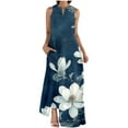 thumbnail image 2 of Nuoqisi Women's Long Dress Summer Casual Sleeveless V-Neck Maxi Dress Swing Dresses Holiday, 2 of 5