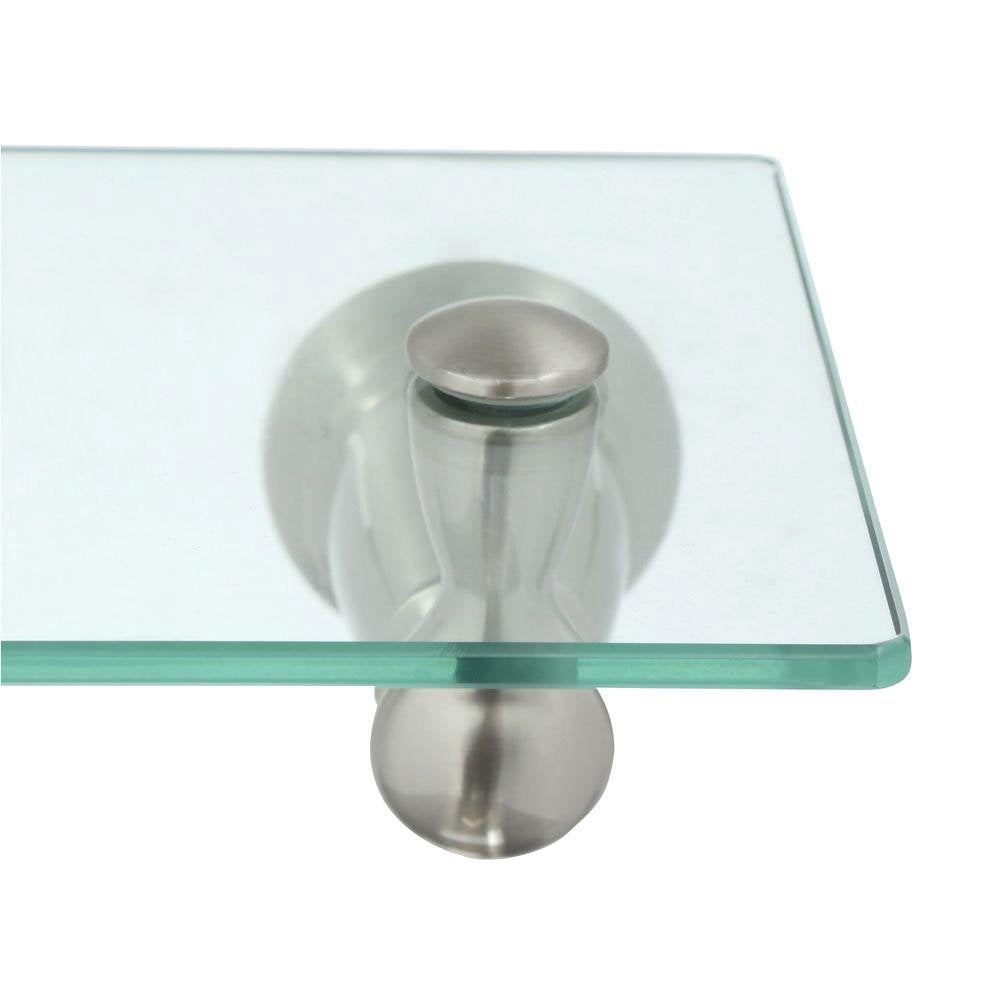 Banbury 5-4/25 in. L x 3 in. H x 22-3/4 in. W Wall-Mount Clear Glass Shelf in Brushed Nickel