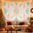 thumbnail image 3 of Teal Floral Mandala Tapestry Wall Hanging, 3 of 7