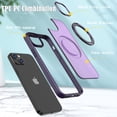 thumbnail image 3 of For iPhone 14 Case Magnetic, Compatible with Magsafe Matte Back Cover Rotating Kickstand Bumper Rugged Phone Case Cover for Apple iPhone 14, Purple, 3 of 6