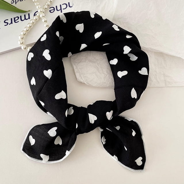 Nvzi Bufanda elegante y personalizada, bufanda cuadrada pequeña de algodón y lino, bufanda pequeña con diadema, bufanda (negra)