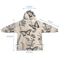 thumbnail image 7 of Beige Butterfly Plant Pattern Blanket Hoodies for Kids 6-13YR Oversize Wearable Blanket Hoodies for Boys Girls Teens, 7 of 7