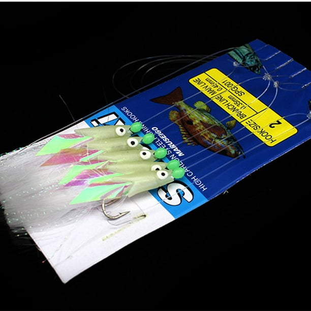 Sabiki Soft Fishing Lure Rigs Luminous Lure Fish Head String Hook 