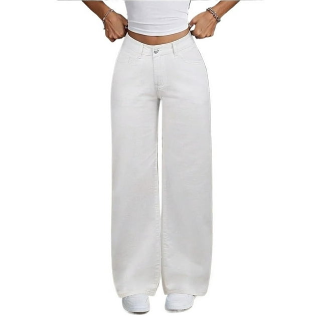 Pantalones vaqueros bordados con lazo for mujer Y2k, pierna recta, pantalones vaqueros de cintura alta, pantalones largos sueltos, pantalones adelgazantes