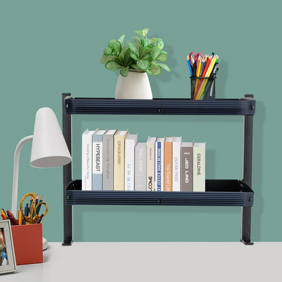 Clamp-on Desk Shelf with 2 Tiers, Adjustable Storage Organizer for Office & Home, Strong Carbon Steel Construction, Space-Saving Design, 22lbs Capacity per Shelf