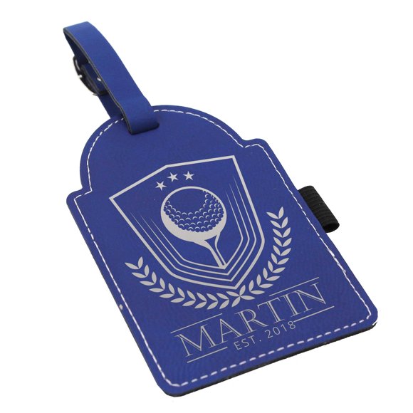 The Wedding Party Store Custom Engraved Golf Luggage and Bag Tag - Personalized Golfing Accessories Gift for Golfer, Mom, Dad, Him, Her (Blue with Silver)