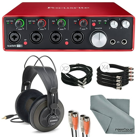 Focusrite Scarlett 18i8 USB 2.0 Audio Interface Deluxe Kit W/ 2 x ?? Cable, 4...