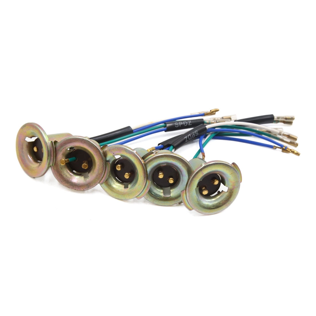 5pcs Metal 3 Wires Harness Motorcycle Headlight Bulb Sockets Connector