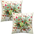 thumbnail image 2 of Valentine''s Day Throw Pillow Covers 20x20 Inch Set of 2, Red Love Hearts Eucalyptus Leaves Jar Decorative Pillowcases Square Couch Cushion Cover for Wedding Anniversary Decor, 2 of 4
