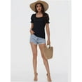 thumbnail image 2 of Womens Summer Tops Casual Square Neck Short Sleeve T Shirts, 2 of 6