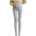 thumbnail image 5 of BLTIBY Fleece Lined Maternity Leggings for Women with Pockets Autumn Winter Warm Pregnancy Pants Over The Belly Thermal Yoga Bottom Pants Gray 2 XL, 5 of 5