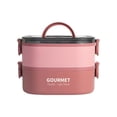 thumbnail image 1 of CNKOO 1400ML/2000ML Leakproof Bento Lunch Box with Spork Stackable Reble for Kids Adults Microwave Dishwasher Freezer Safe Lunch Box Red Dual Layer, 1 of 13
