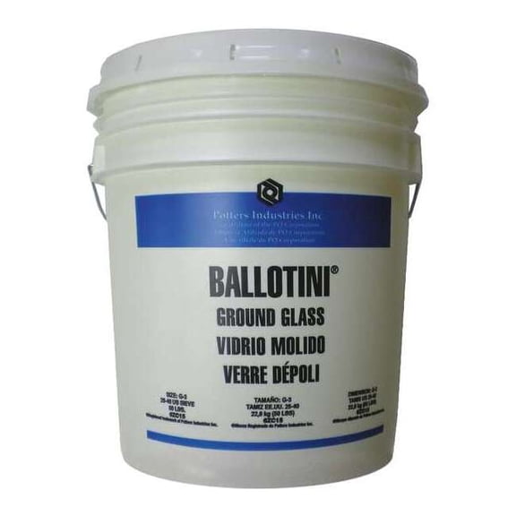 Ballotini Ground Glass Blast Media, 53 lb, Pail G3 (25-40)