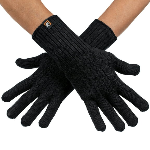 Wool Mesh Knit Gloves - Made in the USA - Super Soft Merino Wool - Small - Black