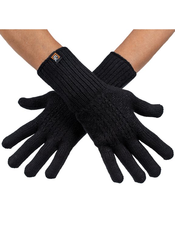 Wool Mesh Knit Gloves - Made in the USA - Super Soft Merino Wool - Small - Black