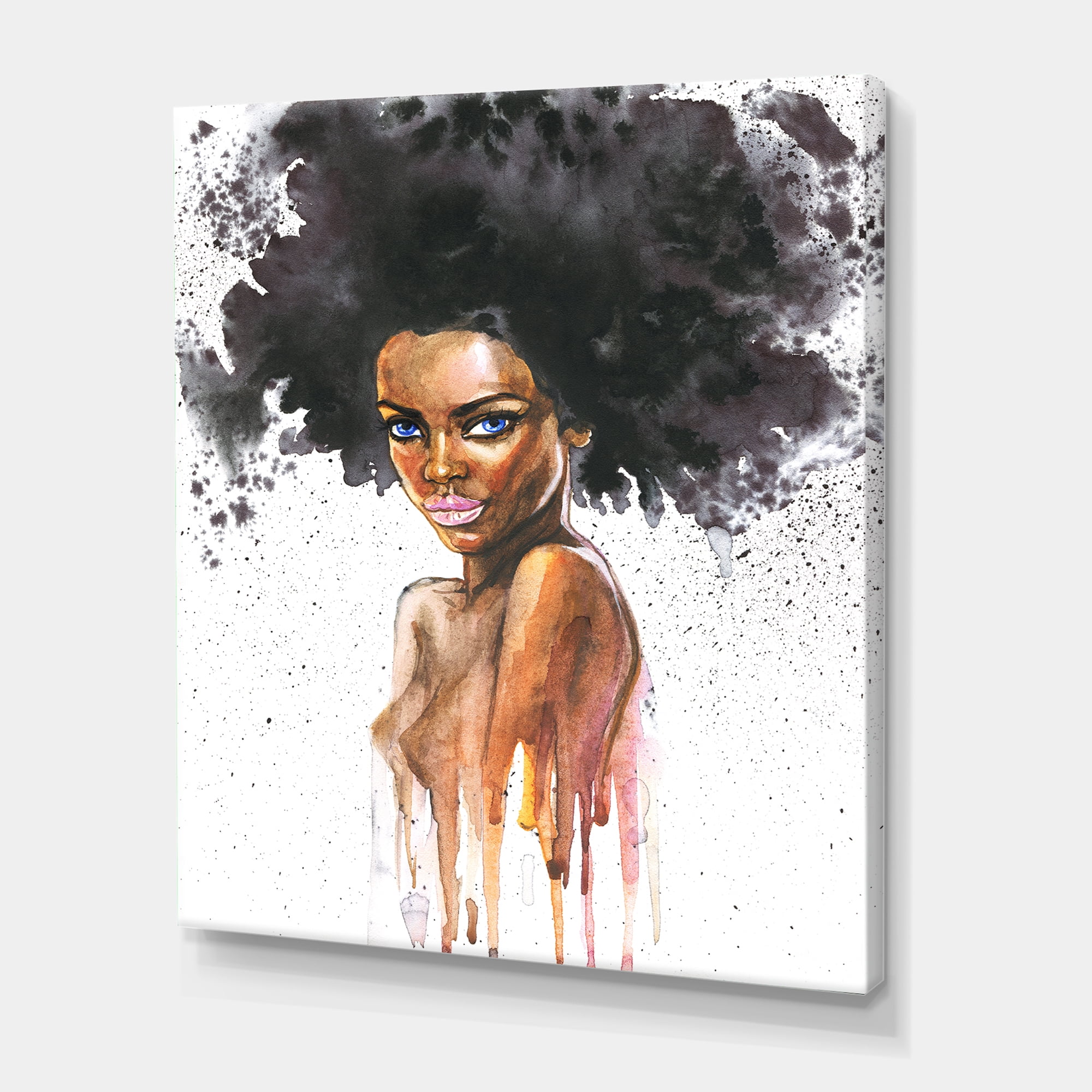 Portrait of Afro American Woman VII 24 in x 32 in Painting Canvas Art Print, by Designart