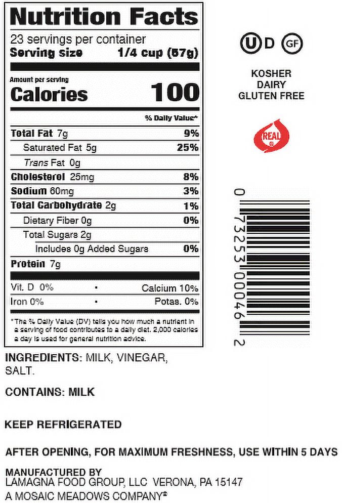Lamagna Whole Milk Ricotta Cheese 46 oz.