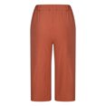 thumbnail image 4 of up to 60% off Gifts Usmixi Womens Capris Pants Casual Solid Elastic Waist Breathable Cotton Linen 3/4 Trousers Plus Size Loose Straight Cropped Pants with Pockets Orange XXL, 4 of 7