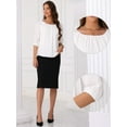 thumbnail image 2 of DARING DIVA Women's Office Half Sleeve Crew Neck Dressy Casual Tops S White, 2 of 6