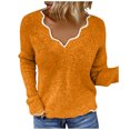 thumbnail image 2 of YUNAFFT Women's Fashion Sweater Clearance, Women's Fashion Casual Long Sleeve Stripe V-neck Knitted Sweater Tops, 2 of 9