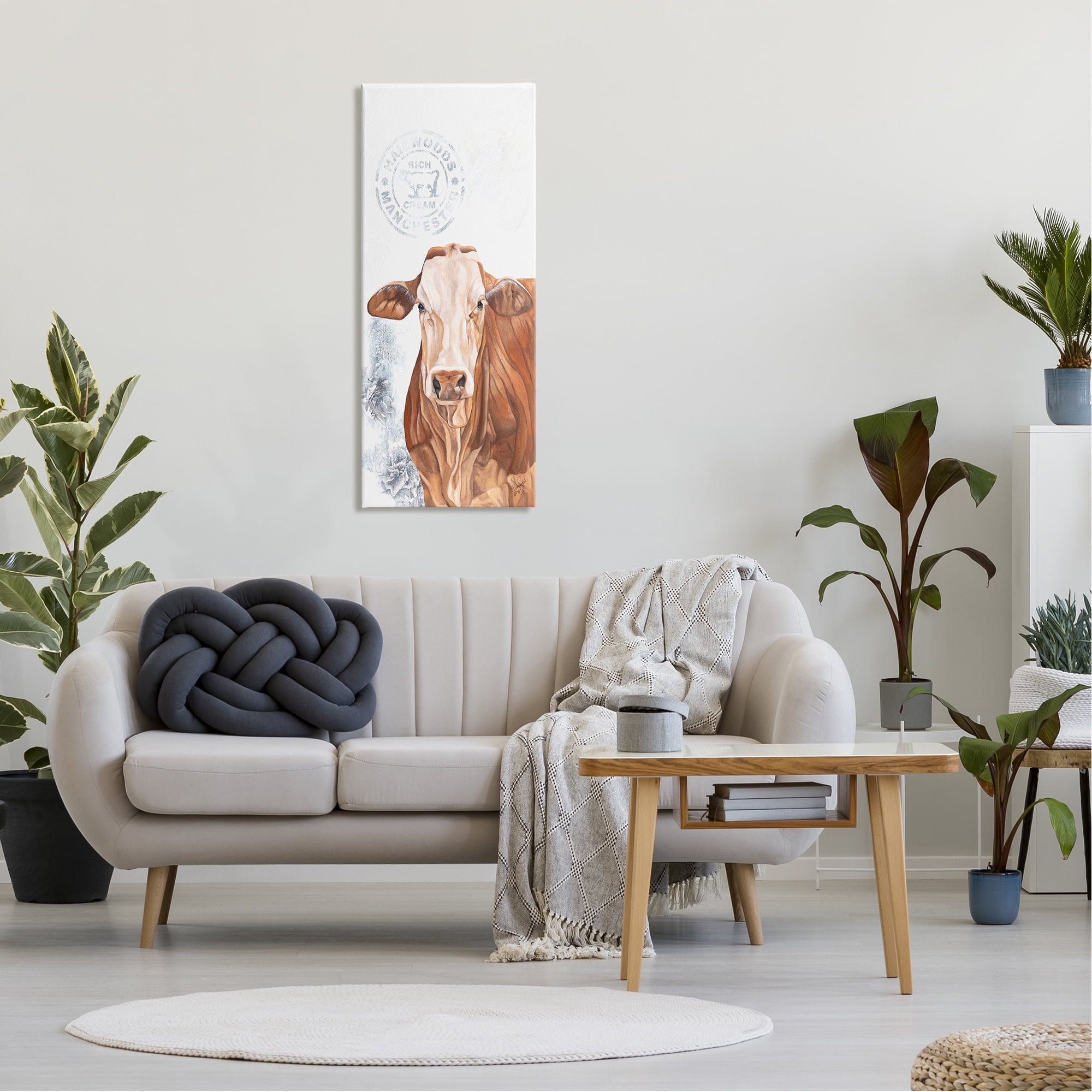 Stupell Vintage Fresh Cream Farm Cow Animals & Insects Painting Gallery Wrapped Canvas Print Wall Art