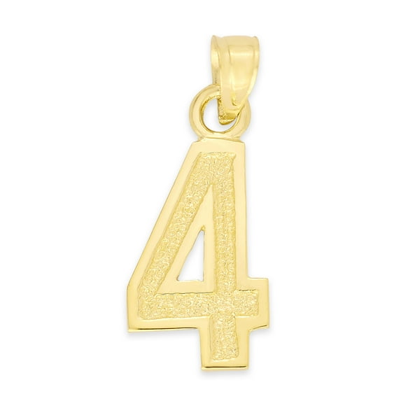14k Solid Gold Number Four Necklace with 20" Rolo Chain, #4 Gold Charm Pendant Jewelry for Athletes, Sports Gifts for Him and Her